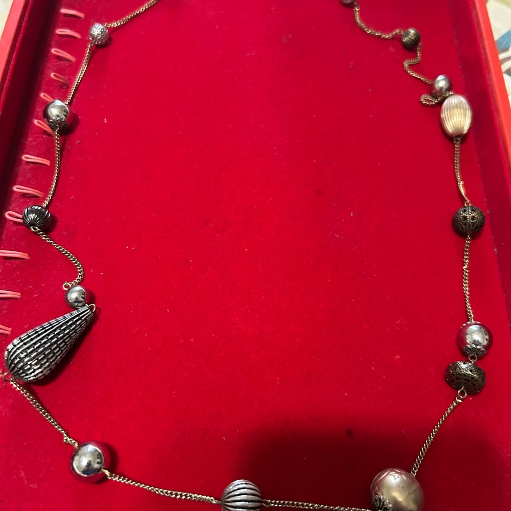 Elegant Gold and Silver Beaded Necklace
